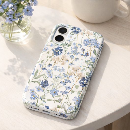 水彩画の青い野の花 Case-Mate iPhoneケース