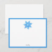 水彩画の青い雪の結晶のメモカード ノートカード (正面/裏面)