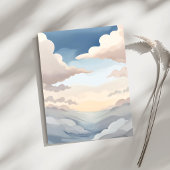 水彩画の青い雲の曇り空 ポストカード