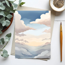水彩画の青い雲の曇り空 ポストカード