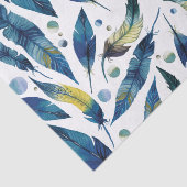 水彩画の青い鳥羽パターン 薄葉紙 (詳細)