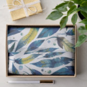 水彩画の青い鳥羽パターン 薄葉紙 (ギフト)