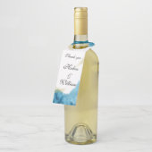 水彩画の青および金ゴールド第50の結婚記念日 ボトルネックタグ (アングル)