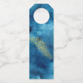 水彩画の青および金ゴールド第50の結婚記念日 ボトルネックタグ (裏面)