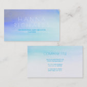 水彩画の青くグラデーションでモダンなビーチ 名刺 (正面/裏面)