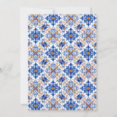 水彩画の青と黄色のレモン フレーム ウェディング 招待状 (裏面)