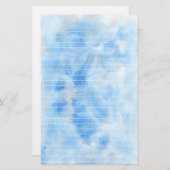 水彩画の青によって並べられる文房具 便箋 (正面/裏面)