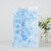 水彩画の青によって並べられる文房具 便箋 (スタンド正面)