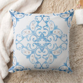 水彩画の青のアラベスク クッション (ブランケット)
