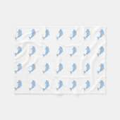 水彩画の青のイルカ フリースブランケット (正面(横))