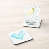 水彩画の青のハート コースター (右側)