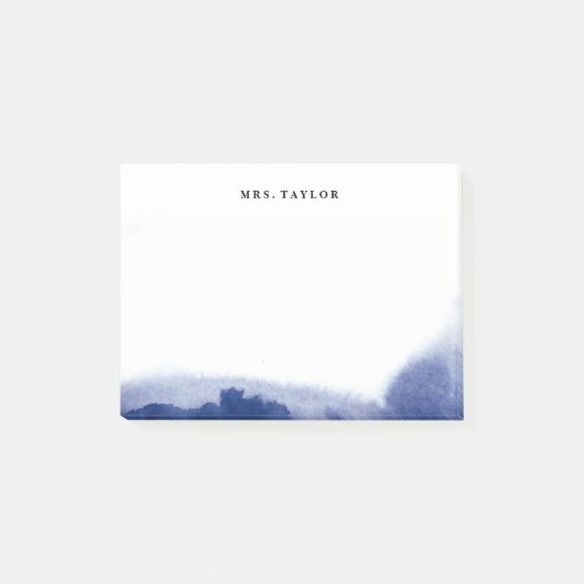 水彩画の青のパーソナライズなポスト・イット ポストイット (正面)