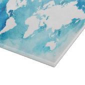 水彩画の青の世界地図 カッティングボード (角)
