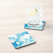 水彩画の青の世界地図 コースター (右側)