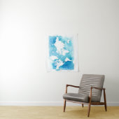 水彩画の青の世界地図 タペストリー (インサイチュ)