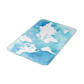 水彩画の青の世界地図 バスマット (アングル)