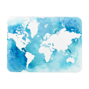水彩画の青の世界地図 マグネット