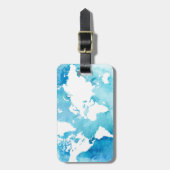 水彩画の青の世界地図 ラゲッジタグ (正面縦)