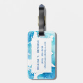水彩画の青の世界地図 ラゲッジタグ (裏面縦)