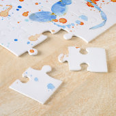 水彩画の青カニのペンキの（ばちゃばちゃ）跳ねる ジグソーパズル (側面)