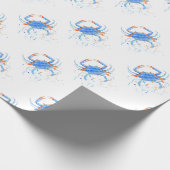 水彩画の青カニのペンキの（ばちゃばちゃ）跳ねる ラッピングペーパー (角)