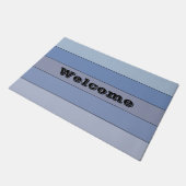 水彩画の青ストライプ色と灰色の紙 ドアマット (アングル)