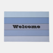 水彩画の青ストライプ色と灰色の紙 ドアマット (正面)