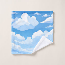 水彩画の青空と雲 ウォッシュタオル