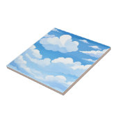 水彩画の青空と雲 | 雲だらけの空 タイル (側面)