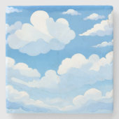 水彩画の青空と雲 | Cloudy Blue Sky ストーンコースター (正面)