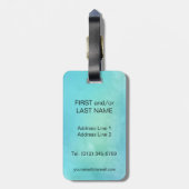 水彩画の青緑のモノグラムの手紙のイニシャル ラゲッジタグ (裏面縦)