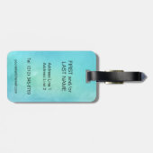 水彩画の青緑のモノグラムの手紙のイニシャル ラゲッジタグ (裏面横)