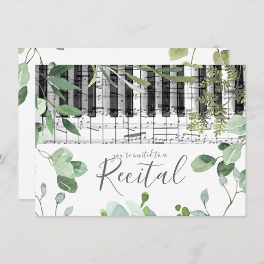 水彩画の音楽のリサイタル 招待状 (正面/裏面)