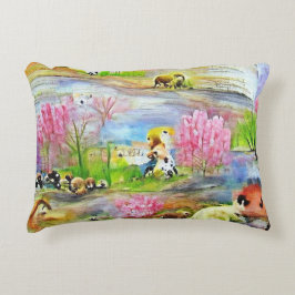 水彩画の風景 アクセントクッション