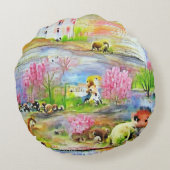 水彩画の風景 ラウンドクッション (裏面)