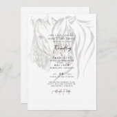 水彩画の馬が寄り添う結婚式の招待状 招待状 (正面/裏面)