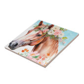 水彩画の馬と花の装飾用セラミックタイル タイル (側面)