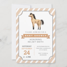 水彩画の馬の農場の男女兼用なベビーシャワー 招待状