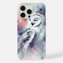 水彩画の魔法のシロフクロウ iPhone 15 PRO MAXケース