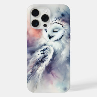 水彩画の魔法のシロフクロウ iPhone 15 PRO MAXケース