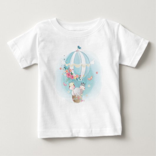 水彩画の魔法の熱気の気球の友人 ベビーTシャツ (正面)