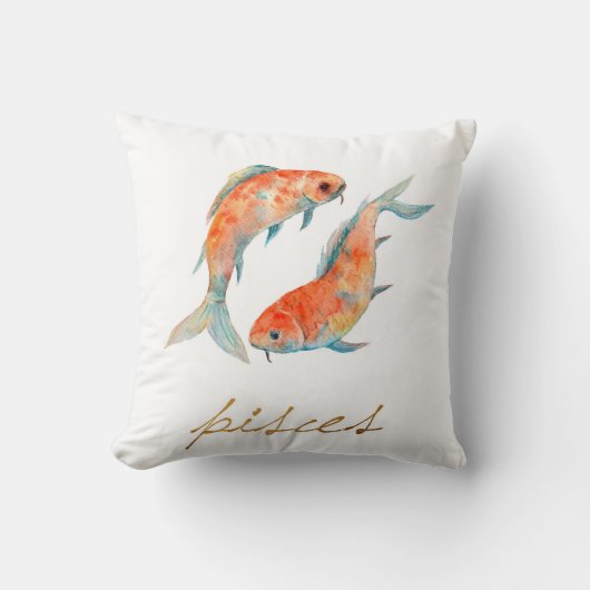 水彩画の魚類の魚 クッション (正面)