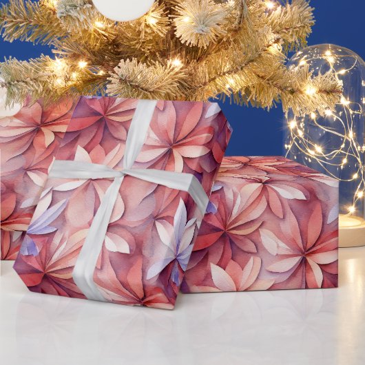 水彩画の鮮やかな春の花 ラッピングペーパー (クリスマス)