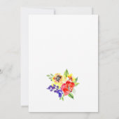 水彩画の鮮やかな色彩の花をあしらった華やかな花嫁のシャワー 招待状 (裏面)