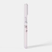 水彩画の鳥とピンクの花々 iPhone 15ケース (右側面)