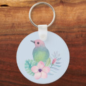 水彩画の鳥と花 キーホルダー (正面)