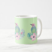 水彩画の鳥と花 コーヒーマグカップ (正面右)