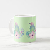 水彩画の鳥と花 コーヒーマグカップ (正面左)