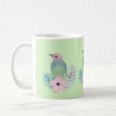 水彩画の鳥と花 コーヒーマグカップ (左)