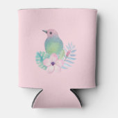 水彩画の鳥と花 缶クーラー (正面)